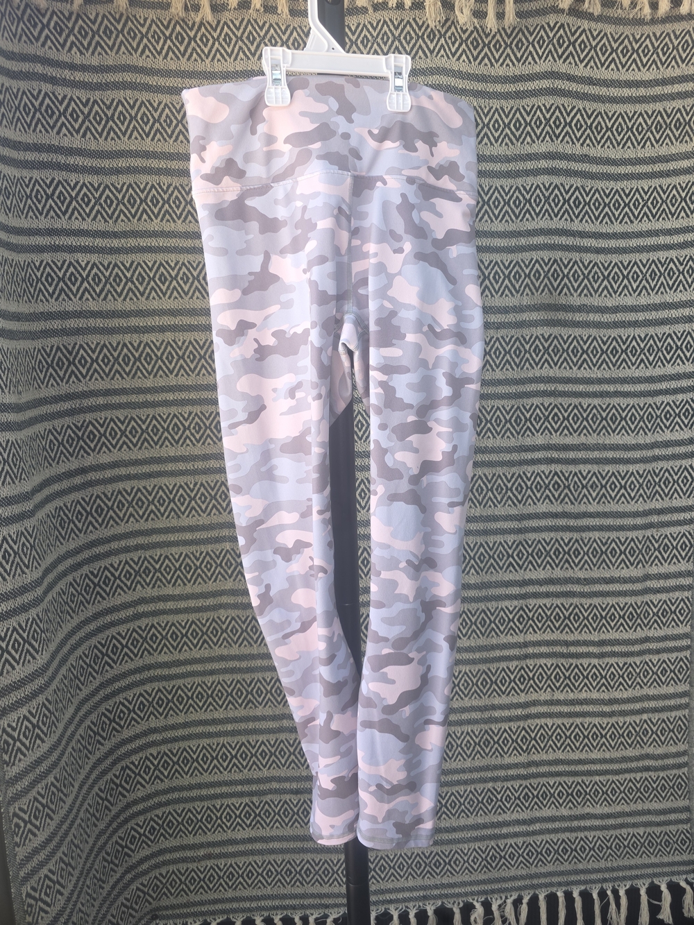 Fabletics Power Hold Pink & Gray Camo Leggings